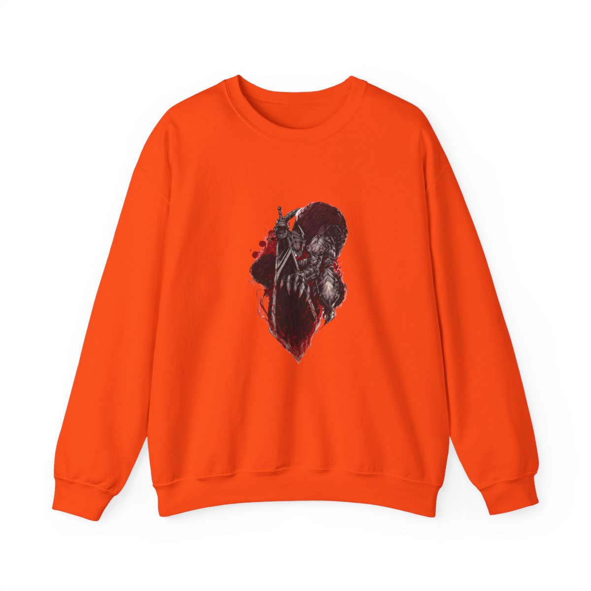 Two black t-shirts with a distressed wash. One shirt features a red symbol on the front. The other shirt displays a detailed graphic of a warrior with a large sword and red accents on the back. The... - alternate angle 5, merchandise