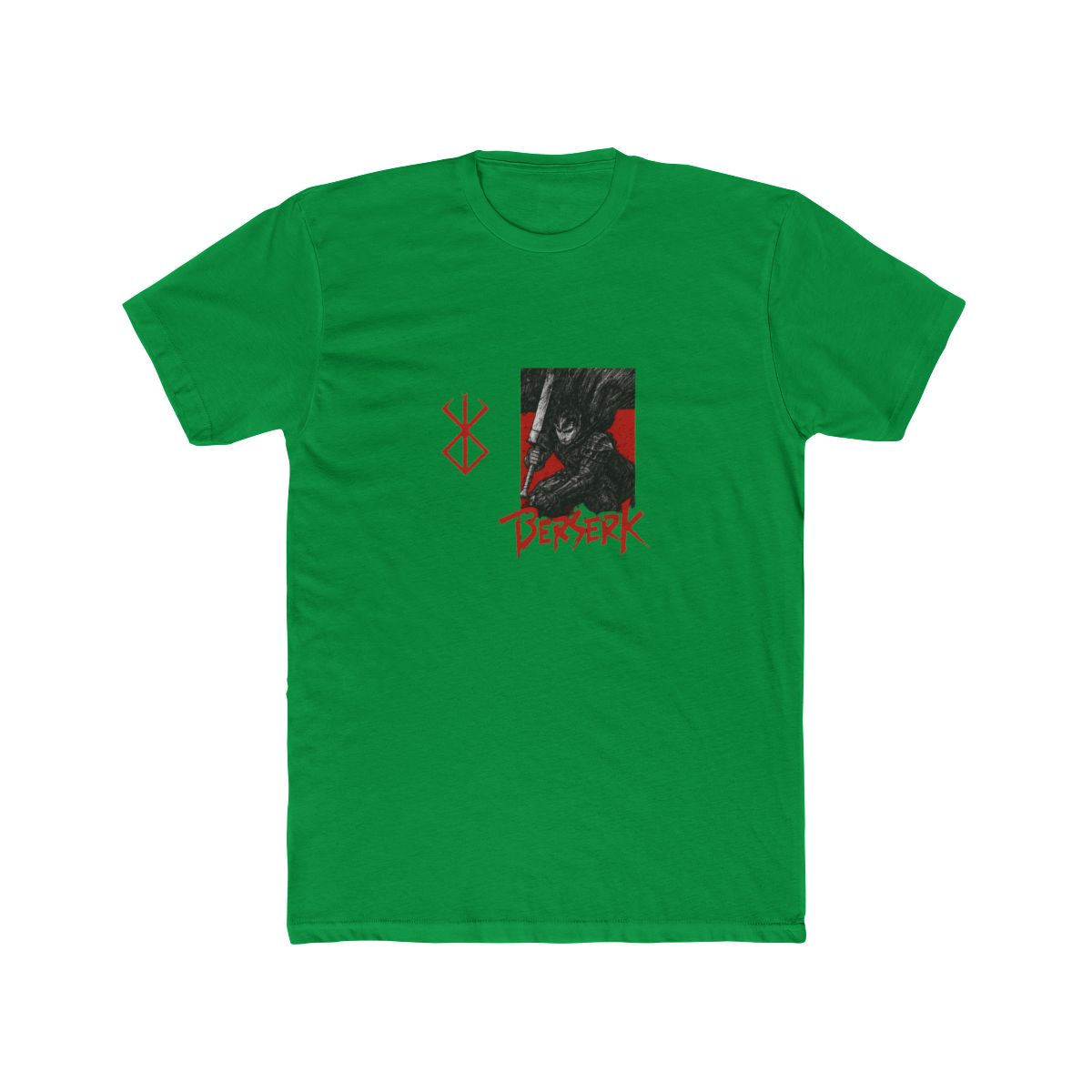 Black acid wash T Shirt with red graphics. The front has a red symbol, and the back features a warrior illustration with the word "BERSERK" in red, set against a red background - alternate angle 2, merchandise