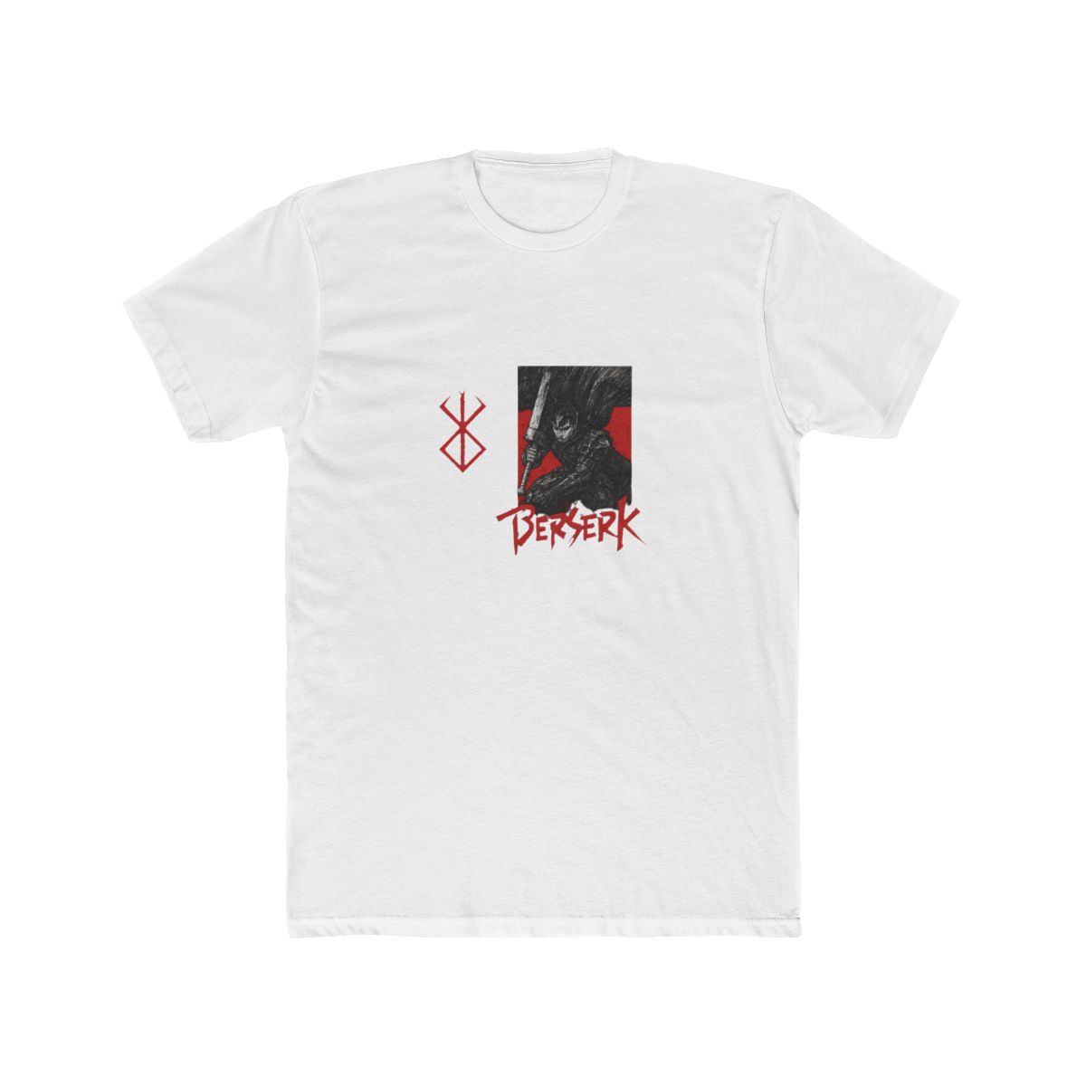 Black acid wash T Shirt with red graphics. The front has a red symbol, and the back features a warrior illustration with the word "BERSERK" in red, set against a red background - alternate angle 5, merchandise