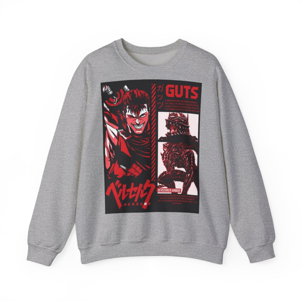 Vintage Berserk Manga Anime Crewneck - alternate angle 5, merchandise