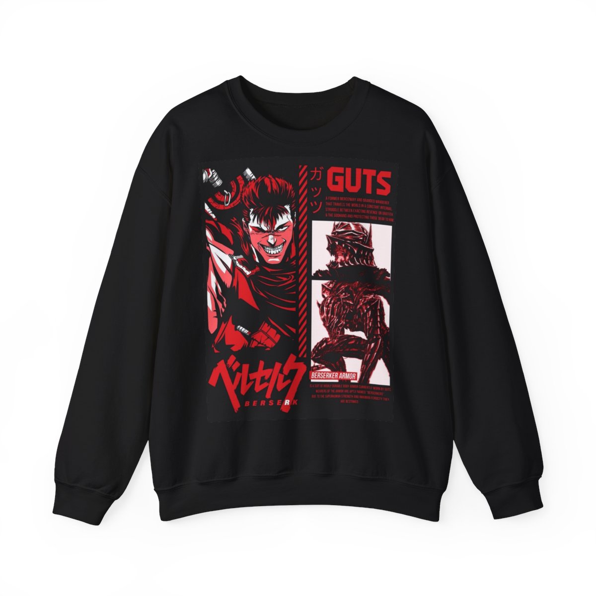 Vintage Berserk Manga Anime Crewneck - alternate angle 3, merchandise