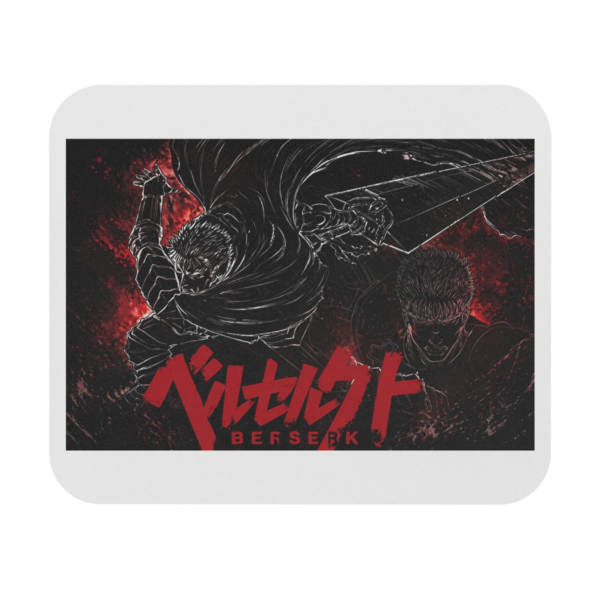ABYSTYLE Berserk Guts Mousepad 9.25" L x 7.7" H Square Desk Accessories Precision Speed and Non-Slip Rubber Base Anime Manga Office Desktop Accessories Gift