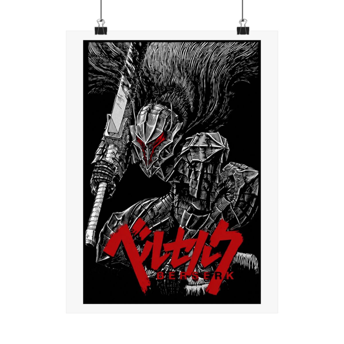 lugEMa Classic Anime Berserk Poster Black And White Retro Posters Art Painting Decor Wall Posters Bedroom Gym Decorative Gift 12x18inch(30x45cm) - alternate angle 1, merchandise