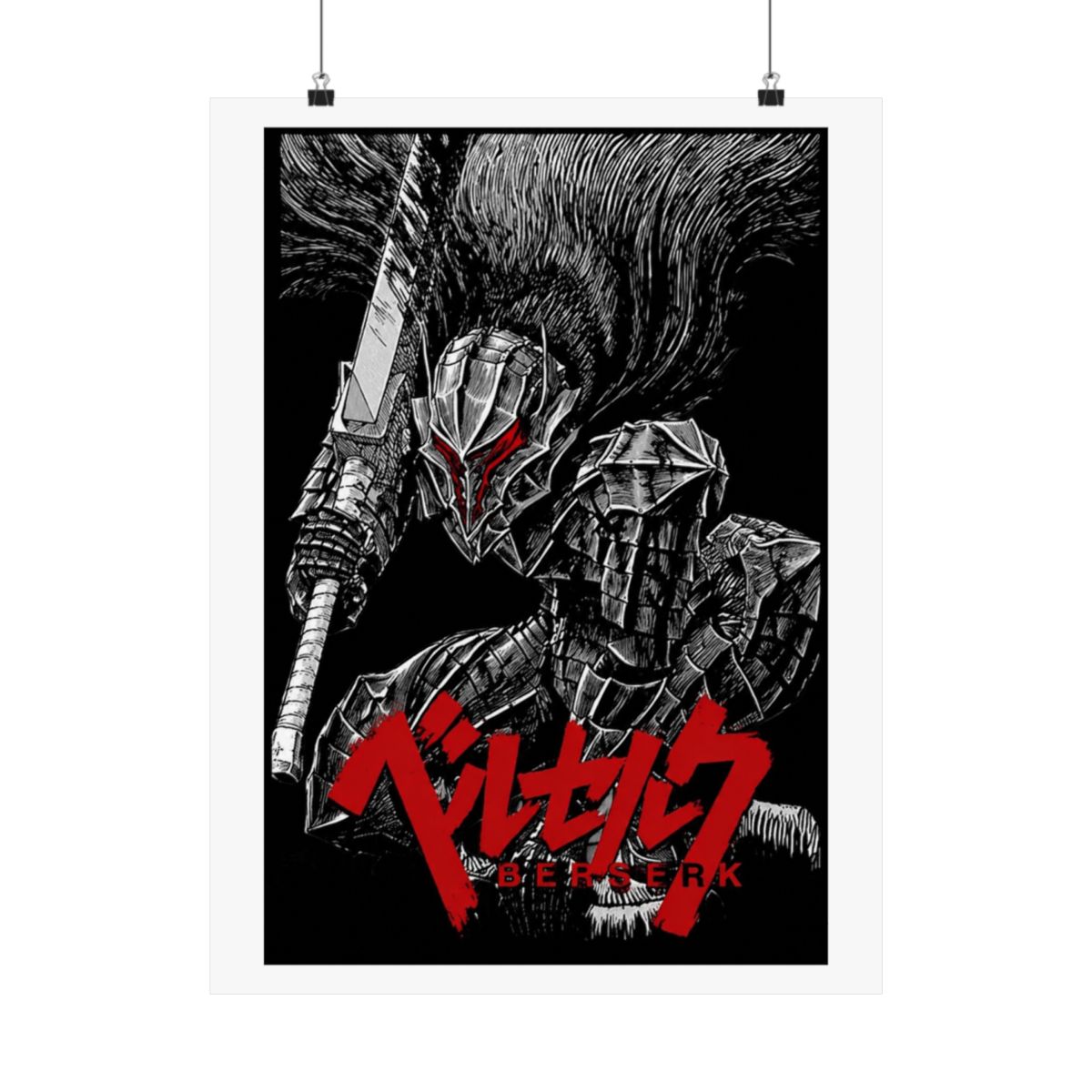 lugEMa Classic Anime Berserk Poster Black And White Retro Posters Art Painting Decor Wall Posters Bedroom Gym Decorative Gift 12x18inch(30x45cm) - alternate angle 3, merchandise