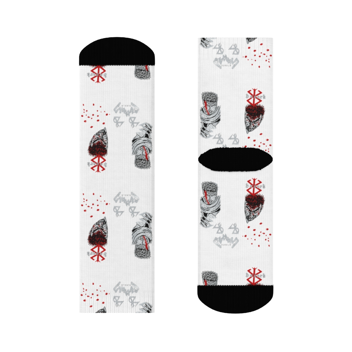 Berserk Socks Guts Inspired Designs Adult Mid Calf Crew Socks 2 Pair Fits Shoe Size 8-12