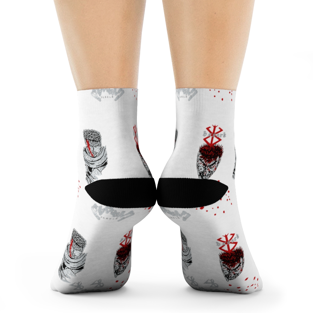 Berserk Socks Guts Inspired Designs Adult Mid Calf Crew Socks 2 Pair Fits Shoe Size 8-12 - alternate angle 1, merchandise