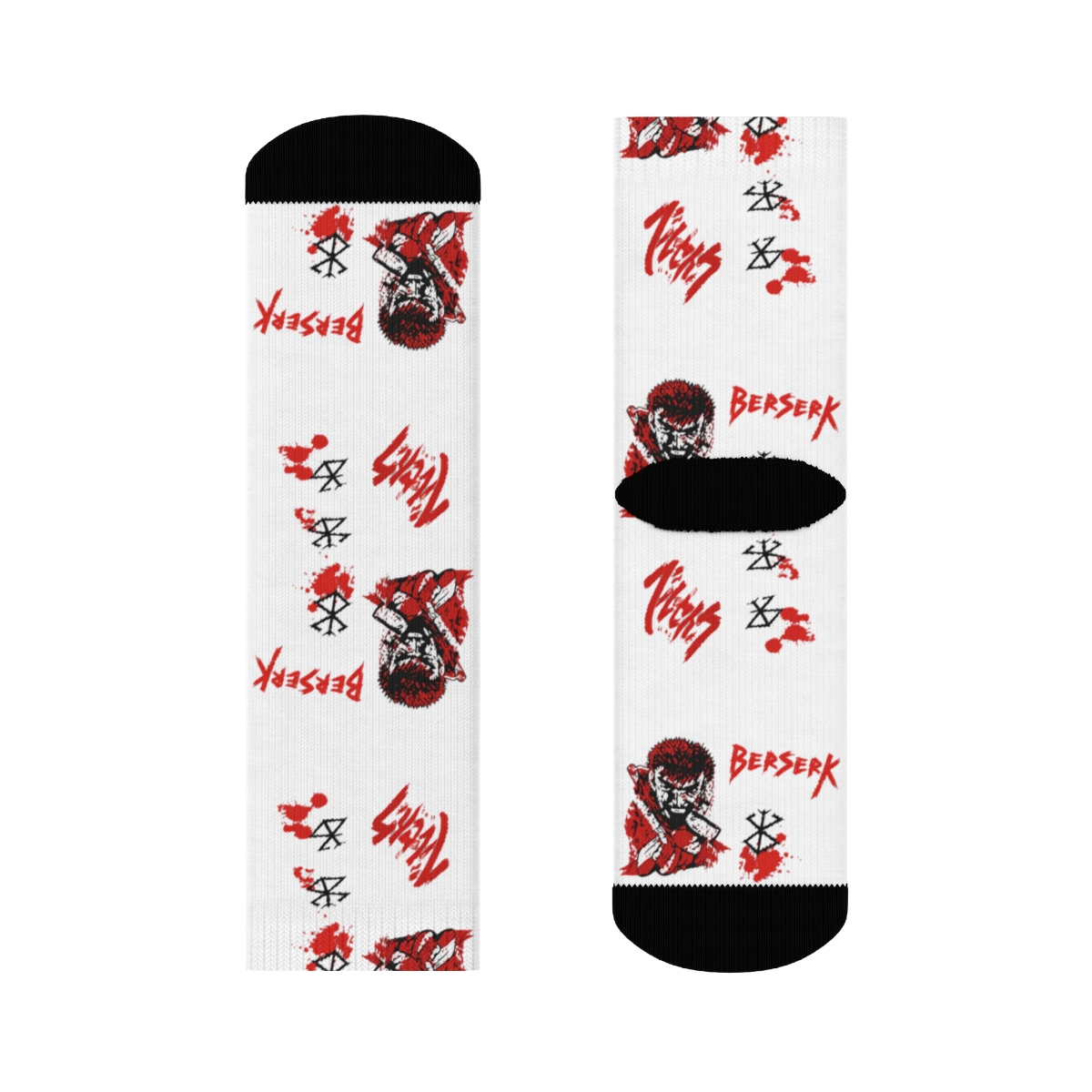 Berserk Guts Symbol Anime Manga Adult Knit Crew Socks 2 Pair Fits Shoe sizes 8-12