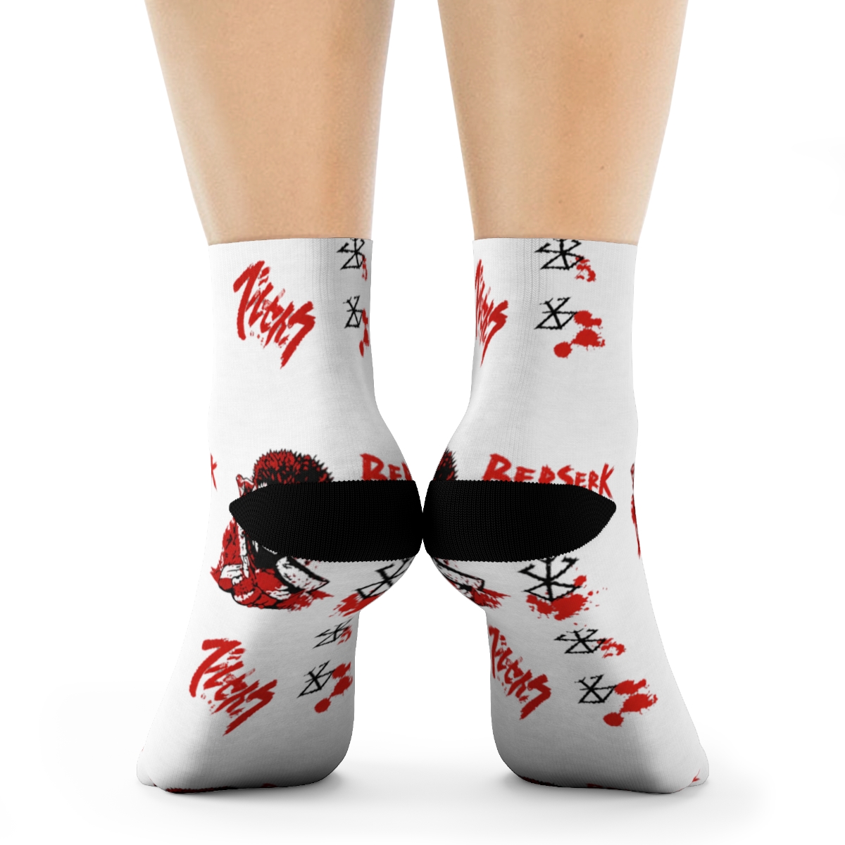 Berserk Guts Symbol Anime Manga Adult Knit Crew Socks 2 Pair Fits Shoe sizes 8-12 - alternate angle 1, merchandise