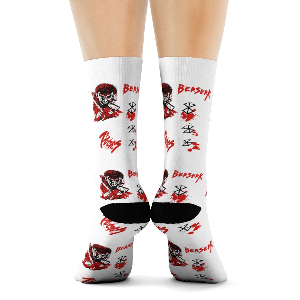 Berserk Guts Symbol Anime Manga Adult Knit Crew Socks 2 Pair Fits Shoe sizes 8-12 - alternate angle 2, merchandise