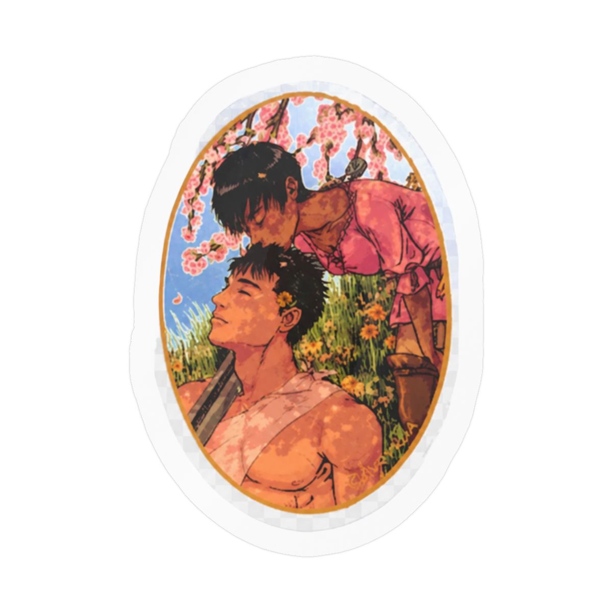 After the Battle Cameo Sticker - Clear matte vinyl decal - Waterproof, UV-Proof, Dishwasher safe - Casca and Guts Kiss - Official Stickers merchandise