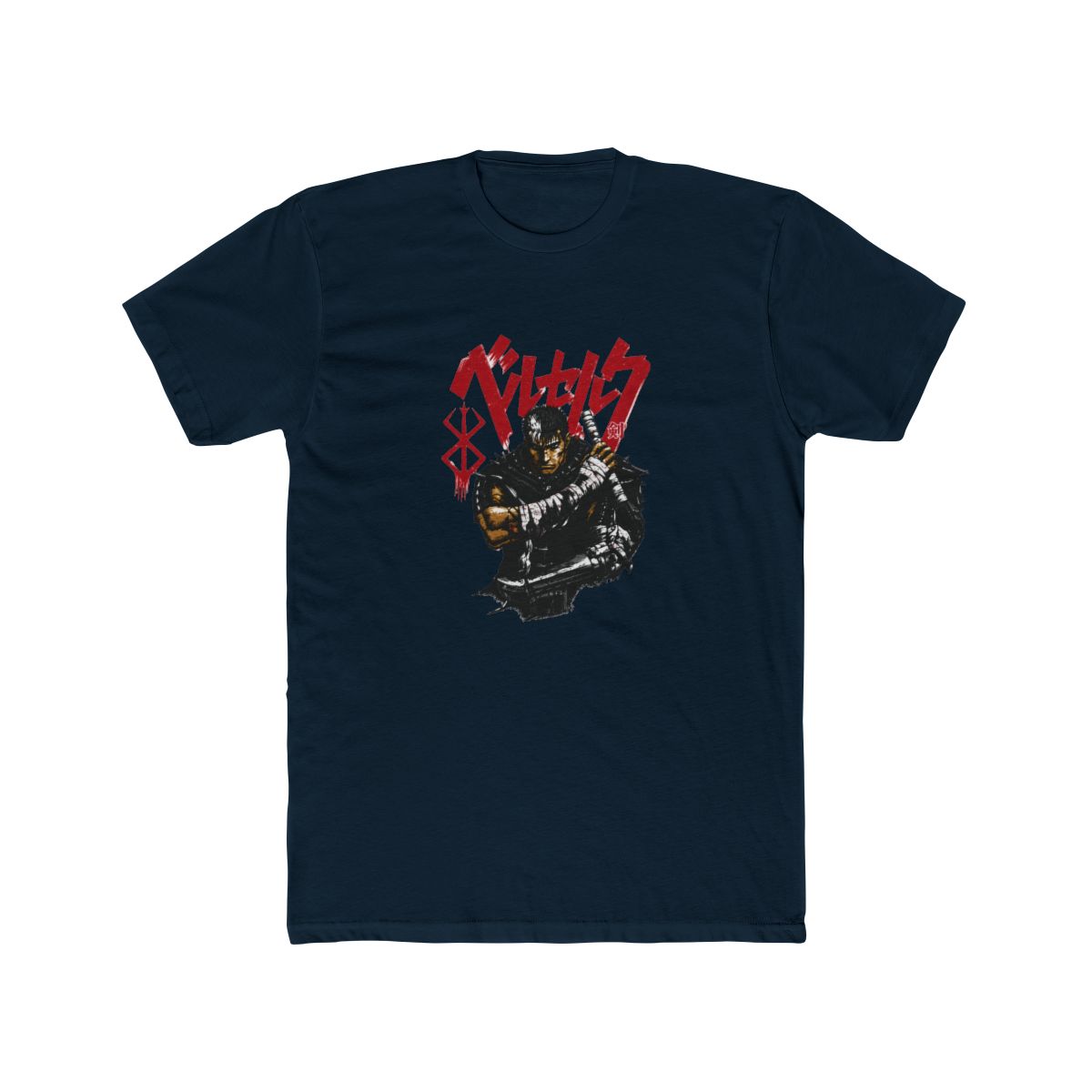 Graphite Comfort Colors T Shirt with a red graphic and Japanese text. The design shows a warrior with a large sword. The shirt is a dark grey colour - alternate angle 4, merchandise