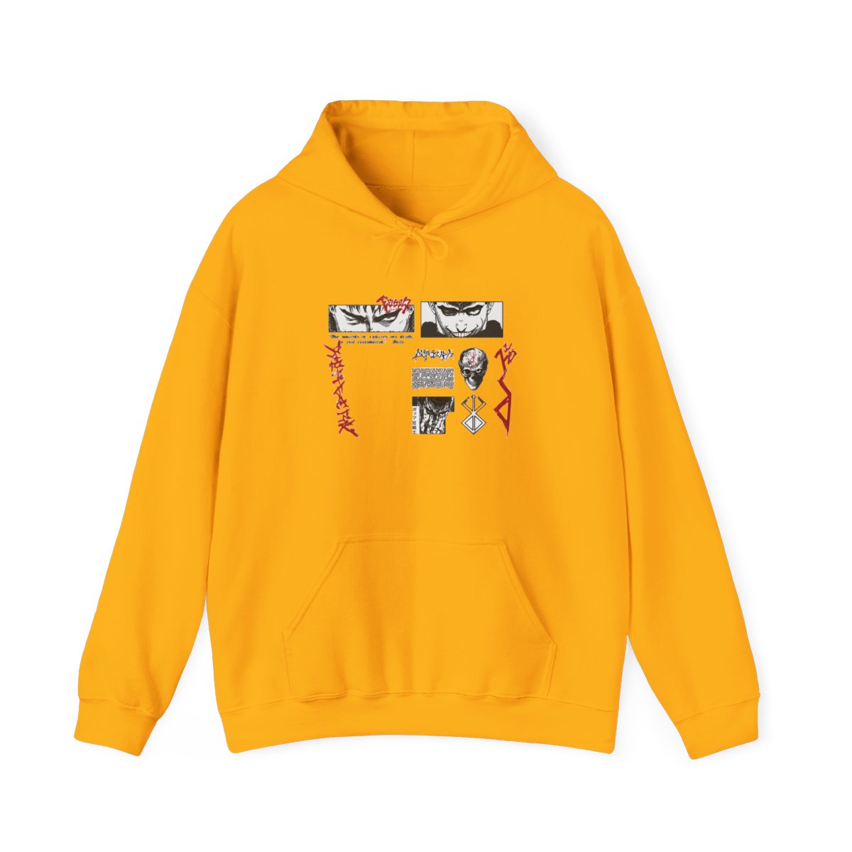 Berserk Anime Hoodie, Guts Manga Graphic Hoodie, Vintage Washed Streetwear, Dark Aesthetic Pullover, Oversized Hoodie - alternate angle 3, merchandise