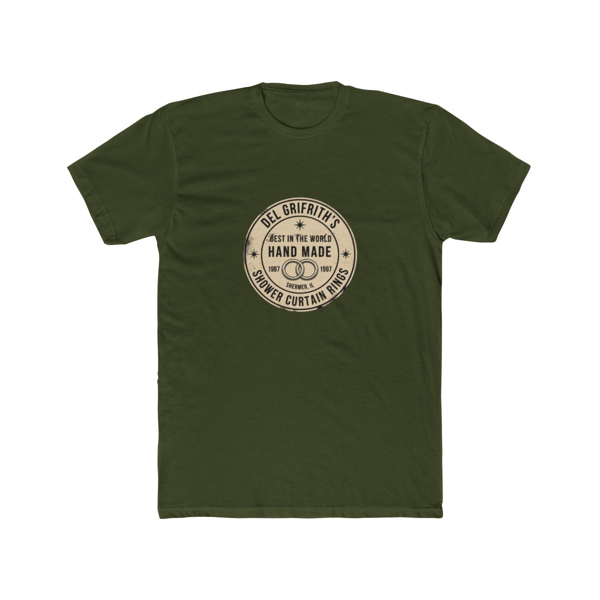 Del Griffith's Shower Curtain Rings - Shermer, IL T Shirt - alternate angle 4, merchandise